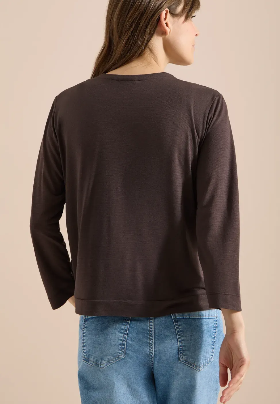 Veste ouverte en couleur unie avec manches 3/4