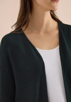 Veste ouverte à manches 3/4 en look ajouré