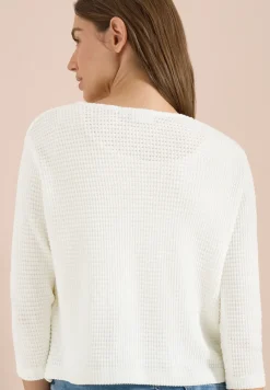 Veste ouverte à manches 3/4 en look ajouré