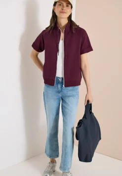 Veste sweat à manches courtes avec fermeture éclair