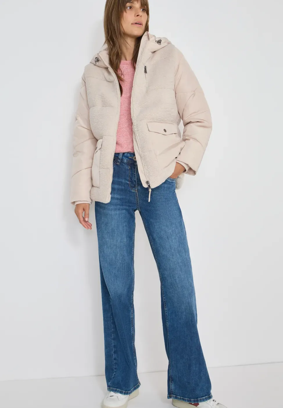 Veste Teddy avec mélange de structures