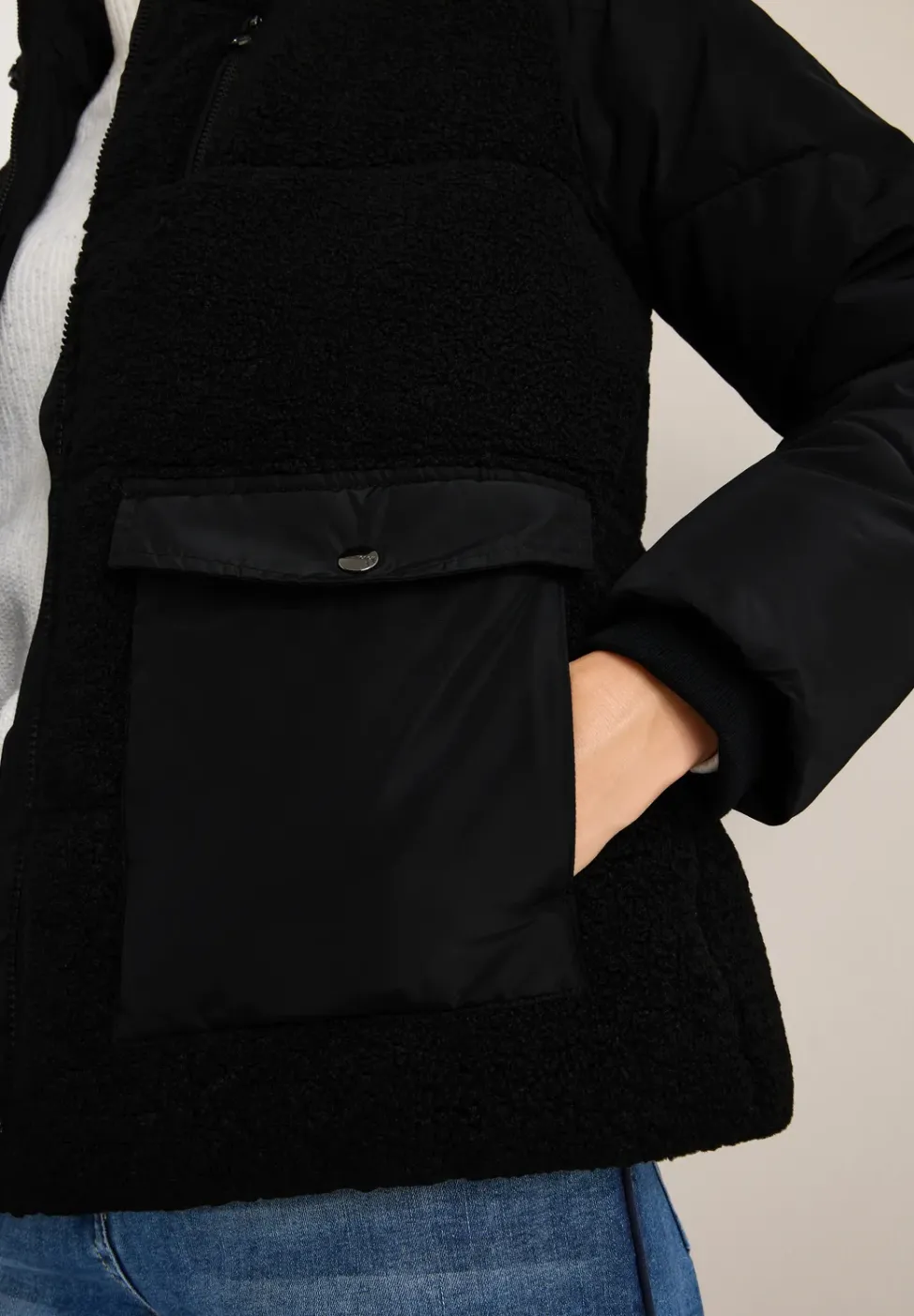 Veste Teddy avec mélange de structures