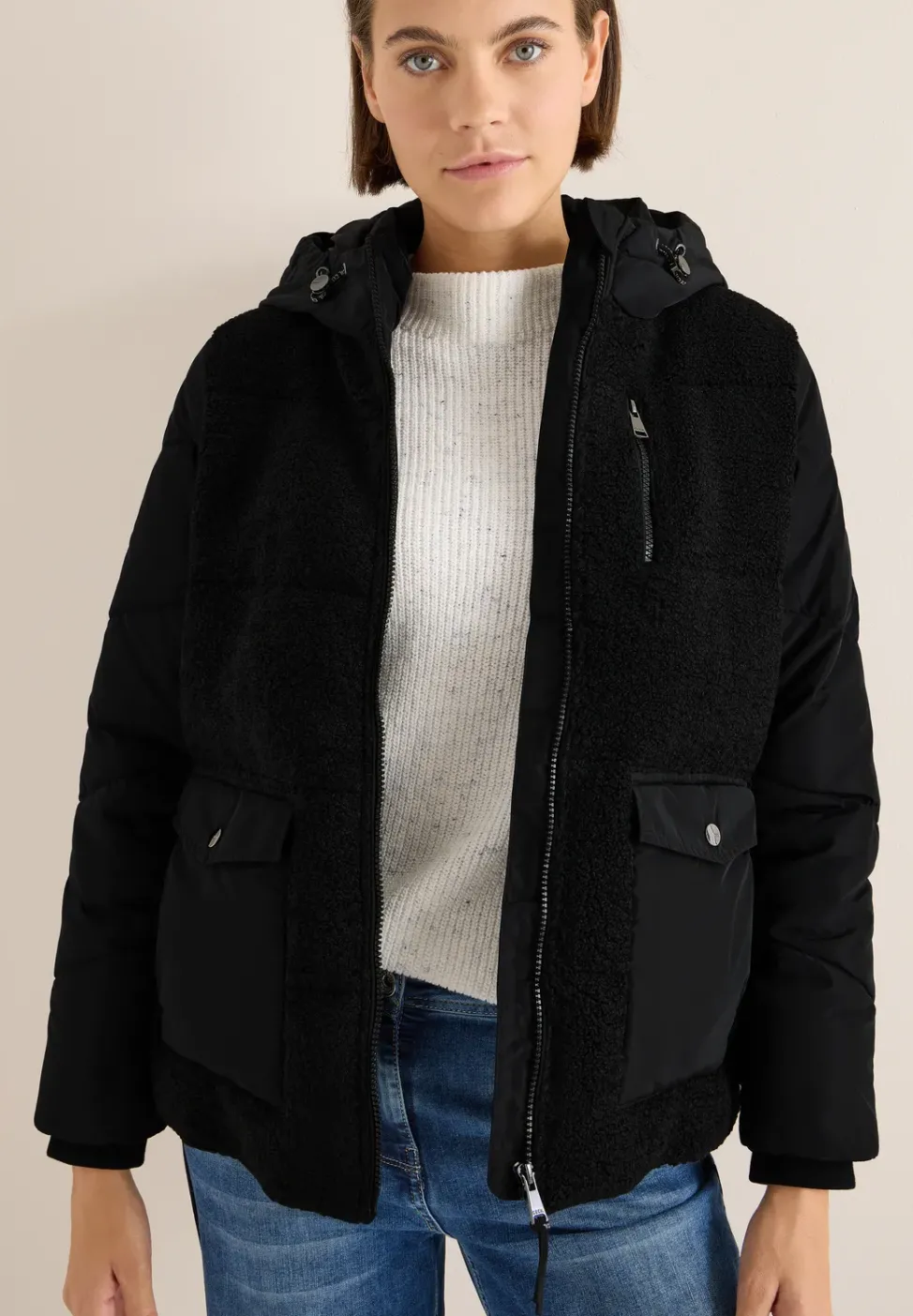 Veste Teddy avec mélange de structures
