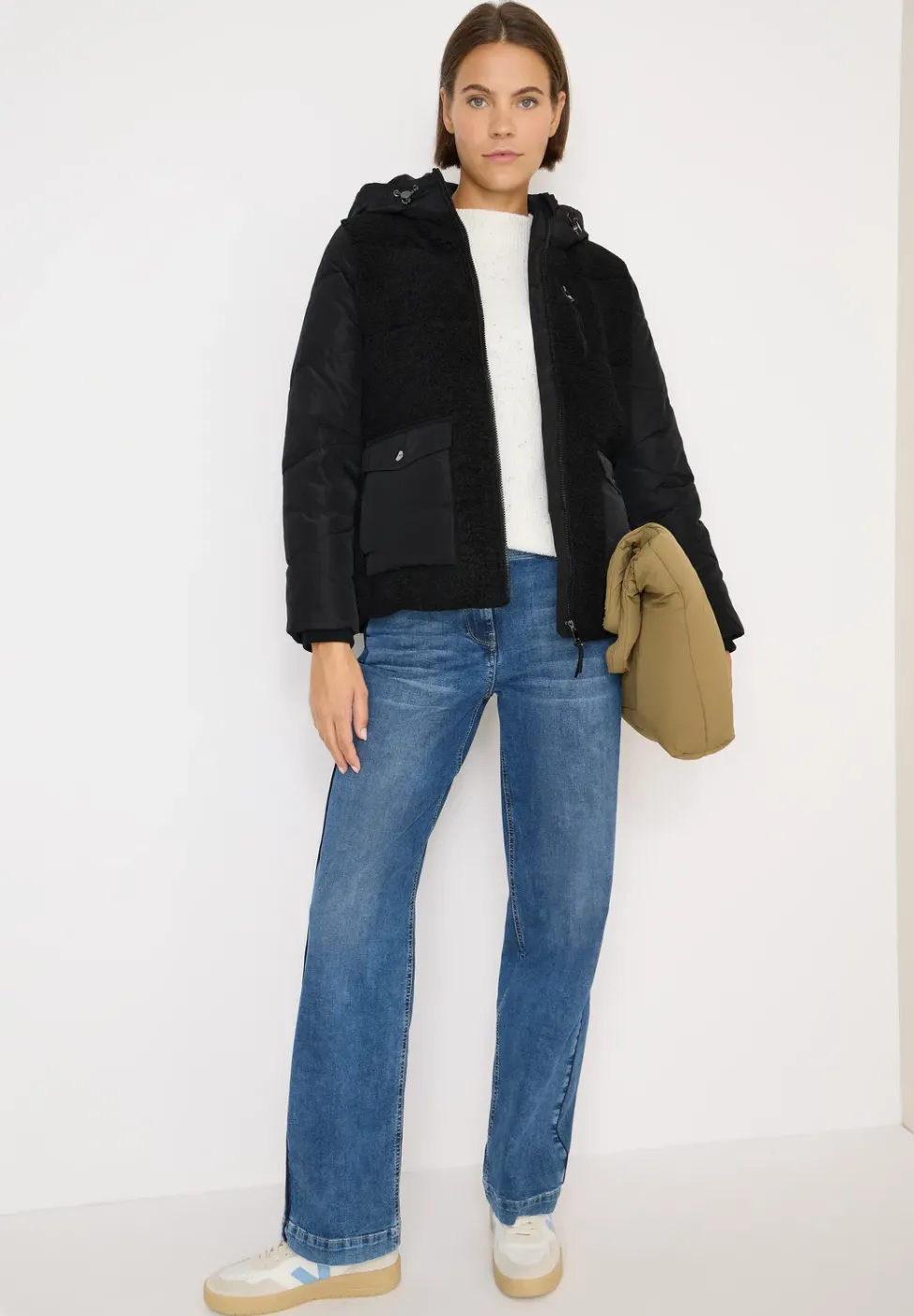 Veste Teddy avec mélange de structures