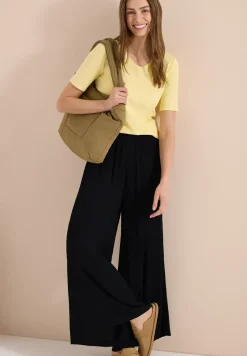 Wide Leg Pantalon avec structure crêpe