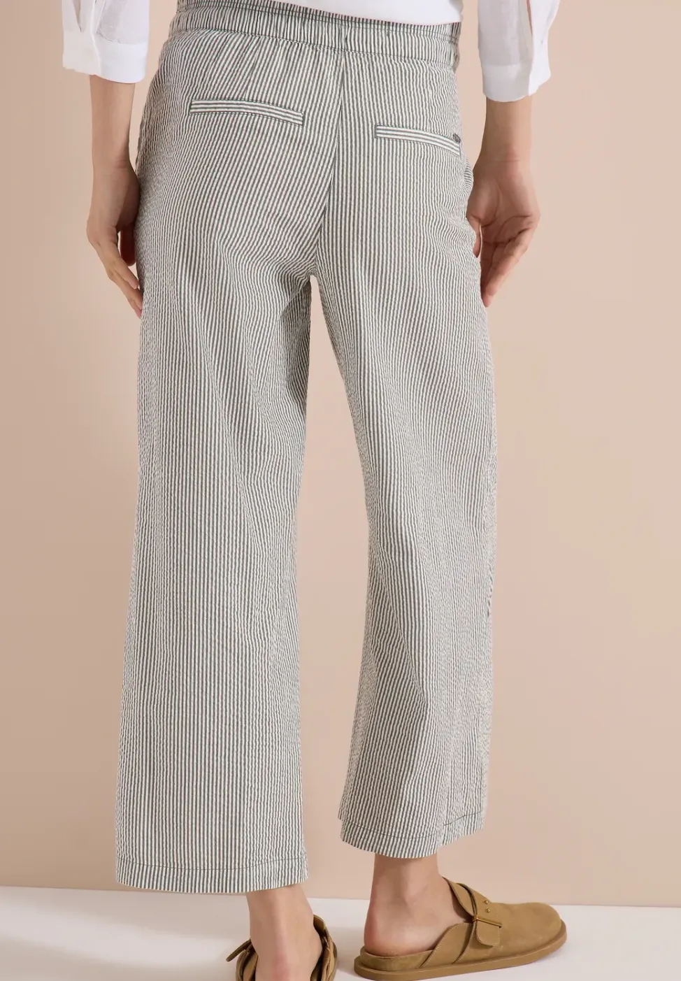 Wide Leg pantalon en qualité seersucker