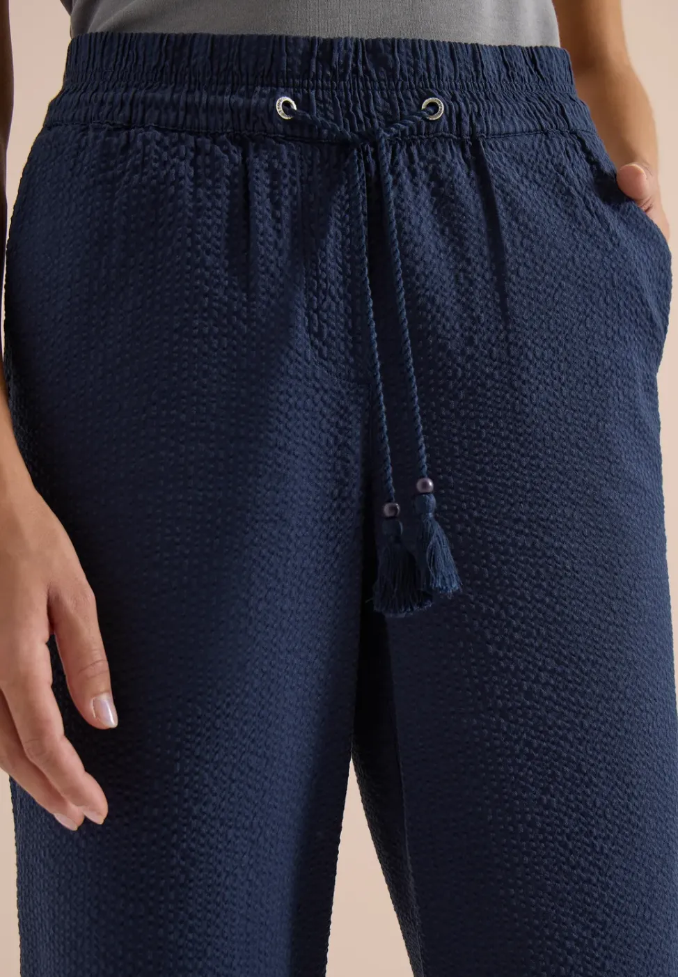 Wide Leg pantalon en qualité seersucker