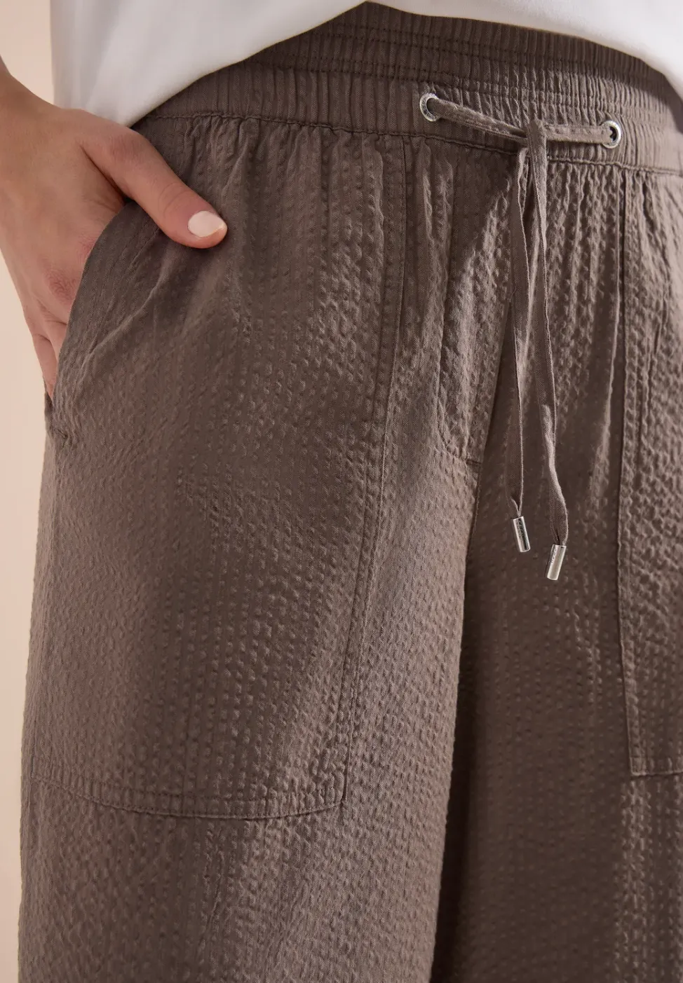 Wide Leg pantalon en qualité seersucker