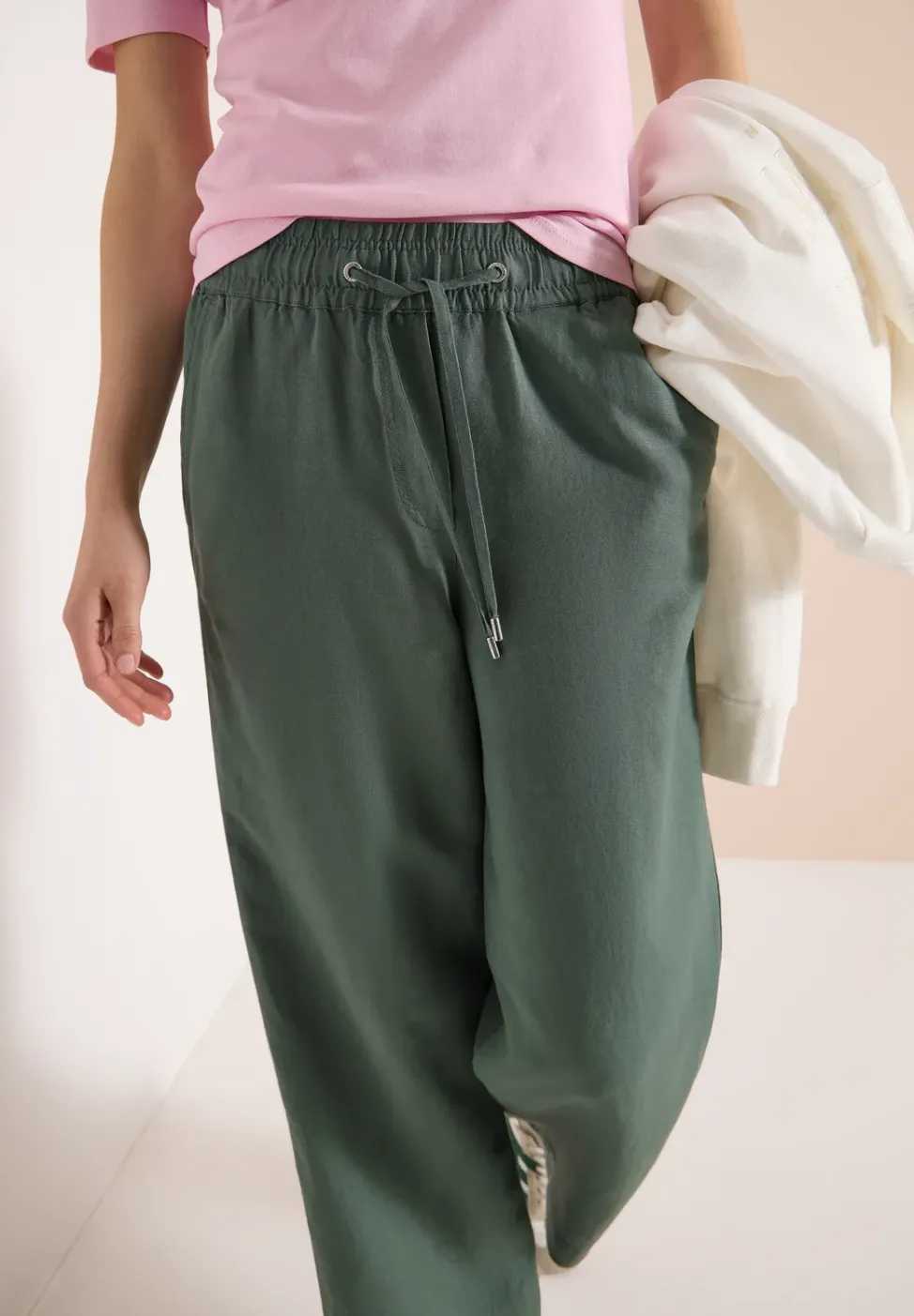 Wide Leg Pantalon Loose Fit en mélange de lin