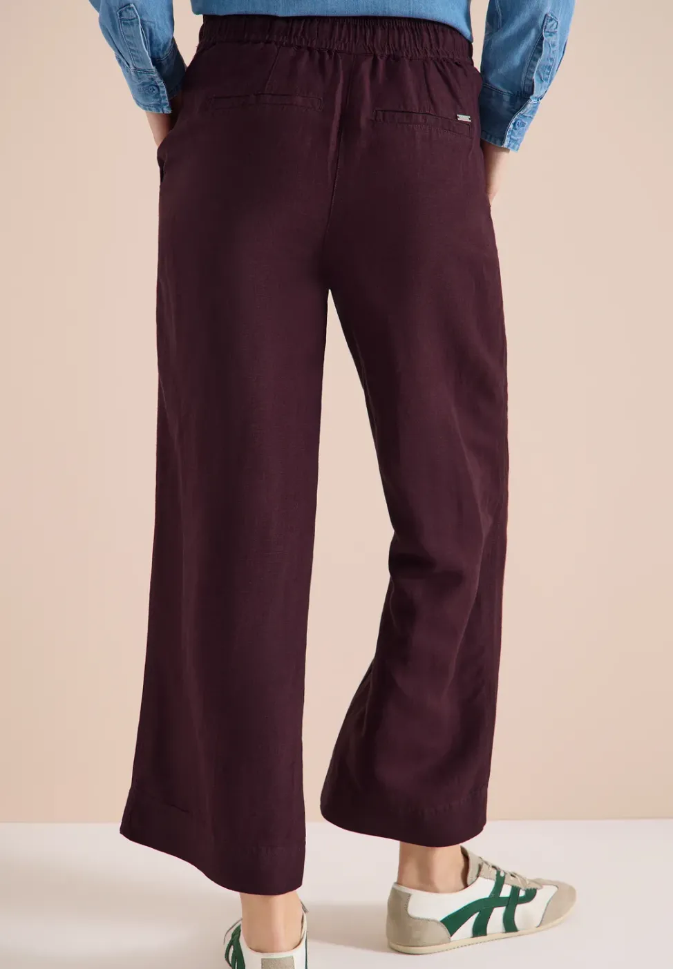 Wide Leg Pantalon Loose Fit en mélange de lin