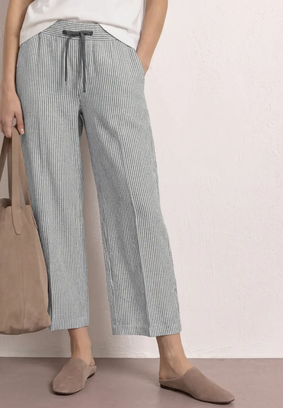 Wide Leg Pantalon Loose Fit en lin