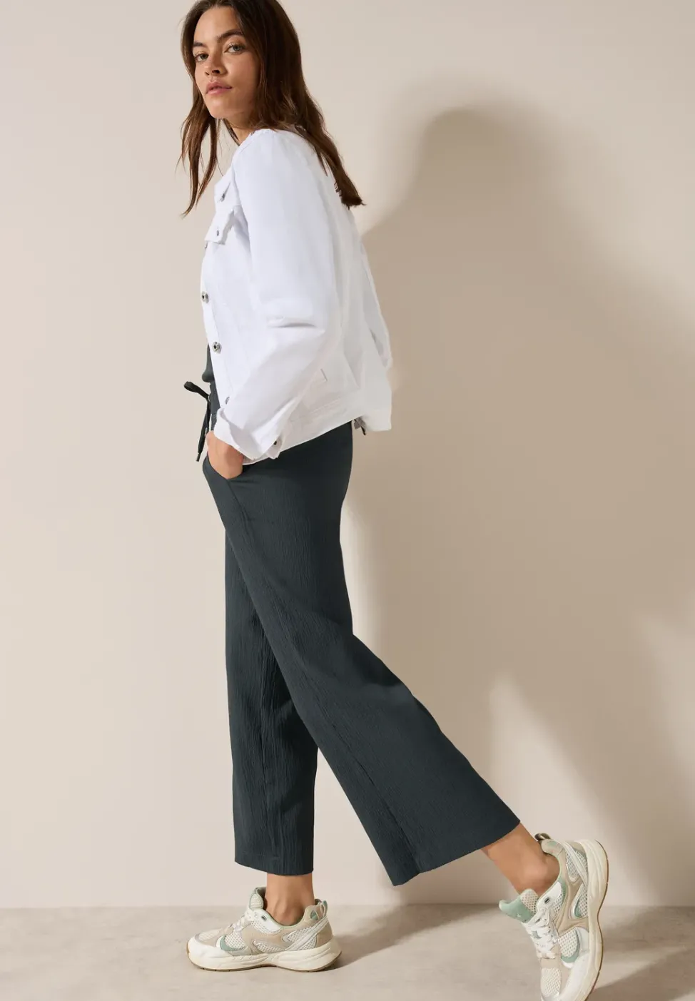 Wide Leg Pantalon structuré