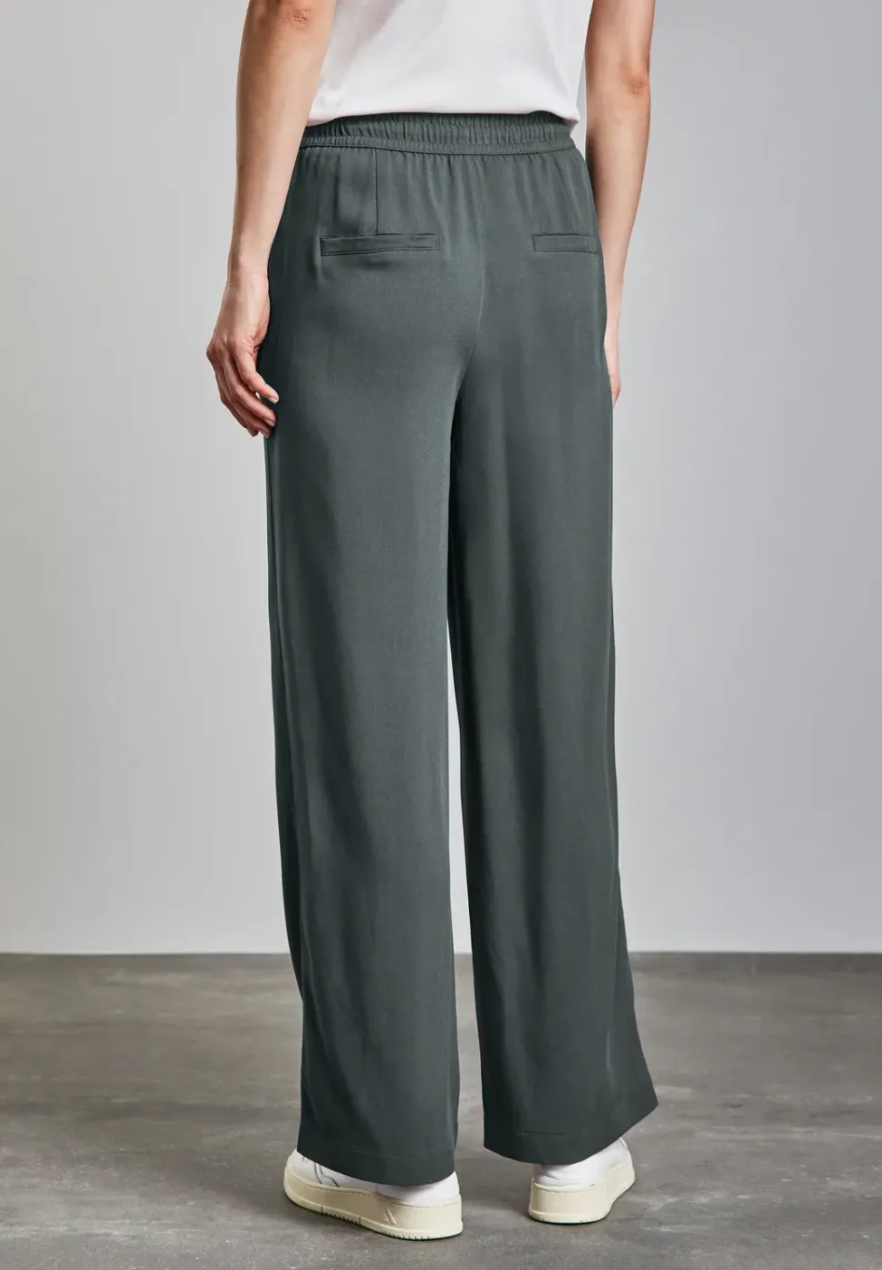 Wide Leg Twill Pantalon