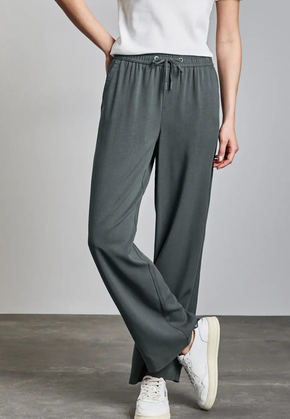 Wide Leg Twill Pantalon