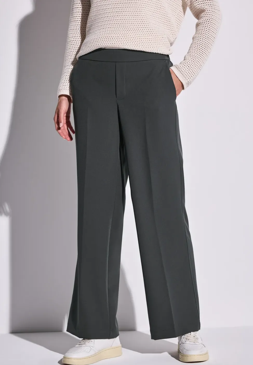 Wide Leg Twill Pantalon