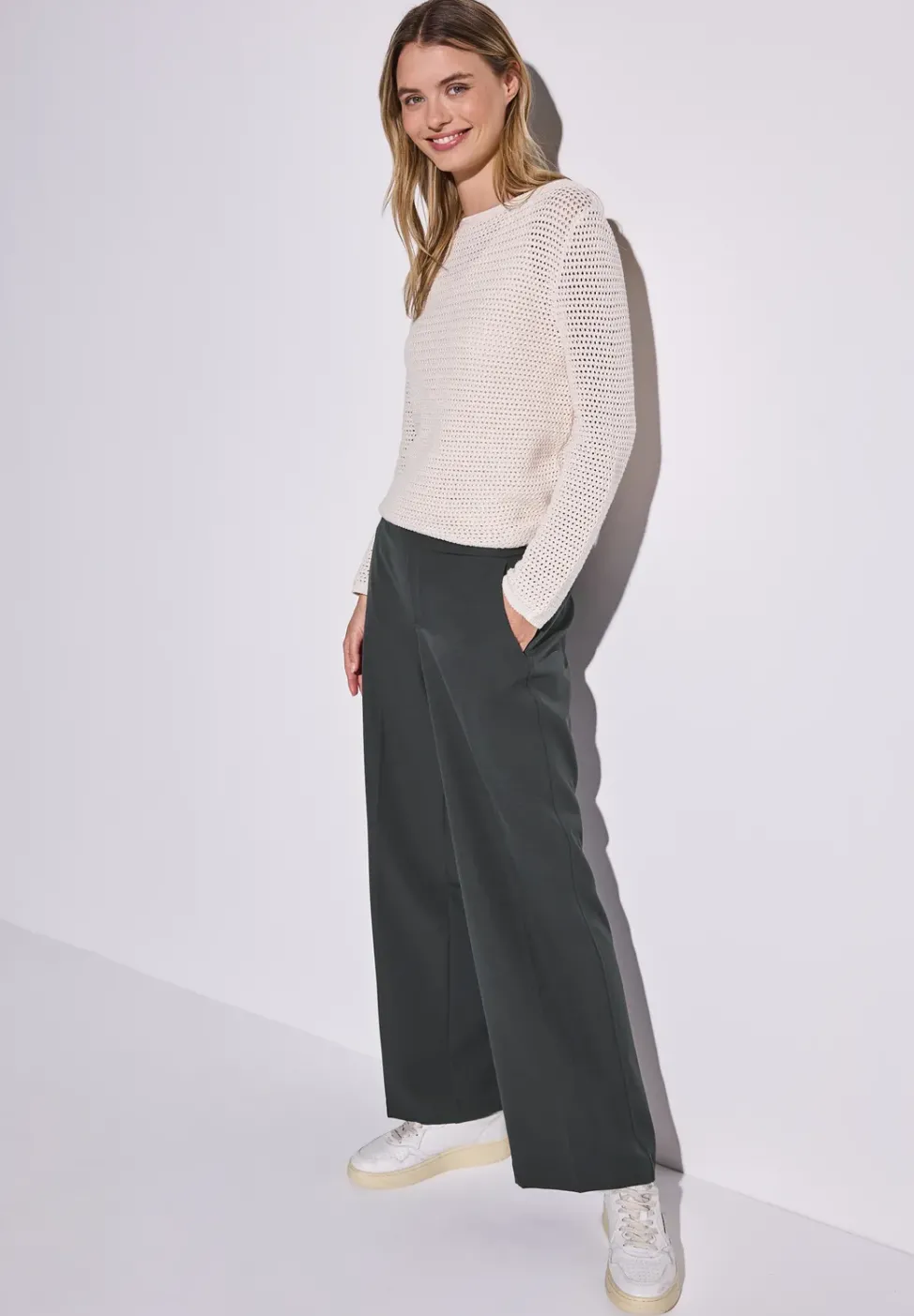 Wide Leg Twill Pantalon